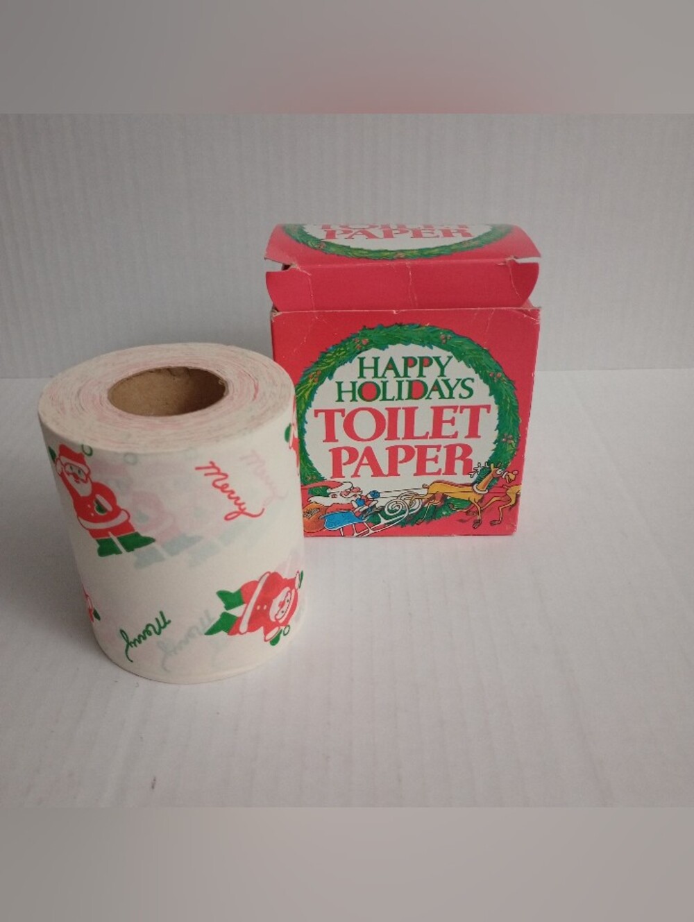 Vintage Happy Holidays Novelty Toilet Paper 1990 Ivory Publishing Company